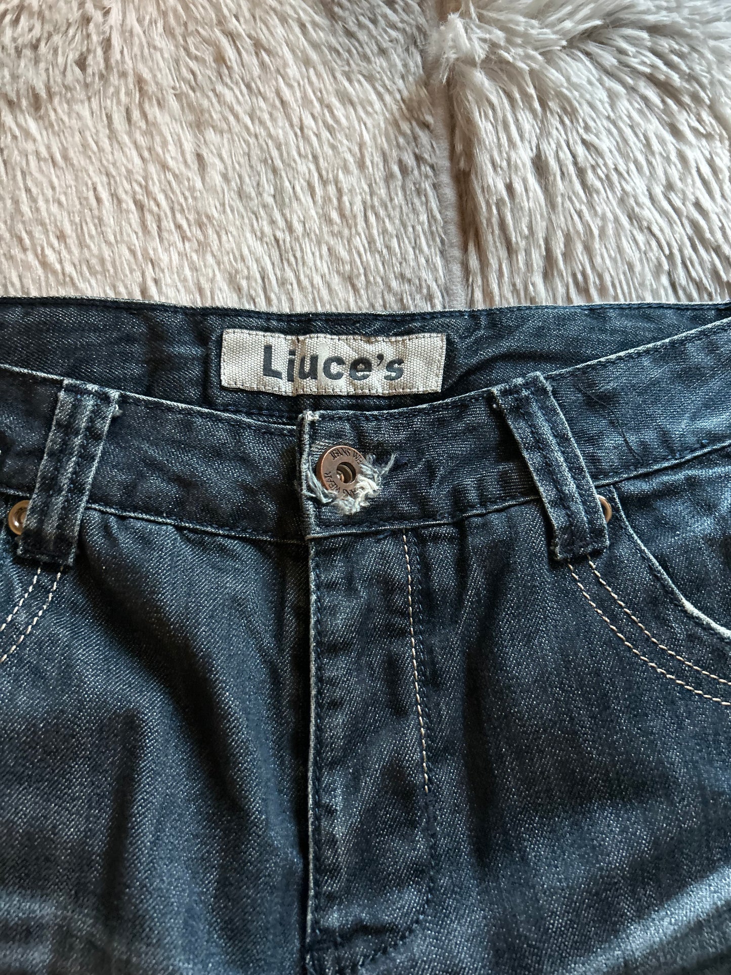 Liuce’sJeans uomo W31 (IT 46) baggy fit dritto Y2K vintage blu scuro ricamato