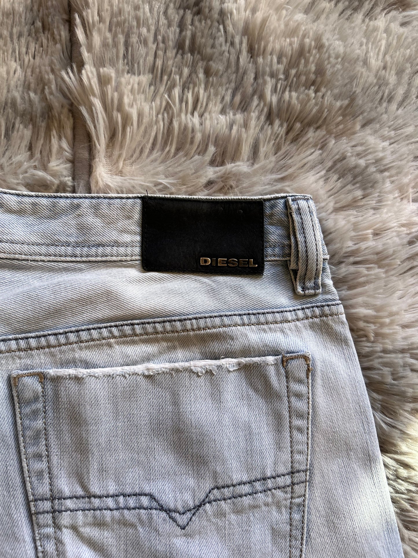 Diesel jeans Viker Uomo Taglia IT 50(W36) Fit Wide Straight Gamba Larga Azzurro Chiaro Destroyed