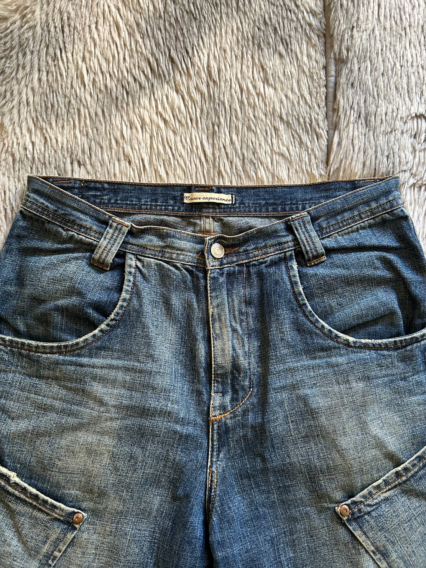 Cover Experience jeans donna W28 (IT 42) baggy fit dritto Y2K workwear vintage blu medio