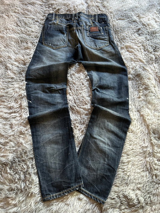 Jeans uomo Zu elements taglia 46 (W31) blu scuro vintage effetto vernice Y2K slim straight