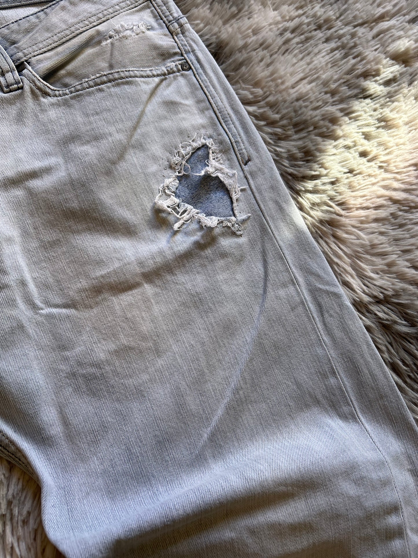 Diesel jeans Viker Uomo Taglia IT 50(W36) Fit Wide Straight Gamba Larga Azzurro Chiaro Destroyed