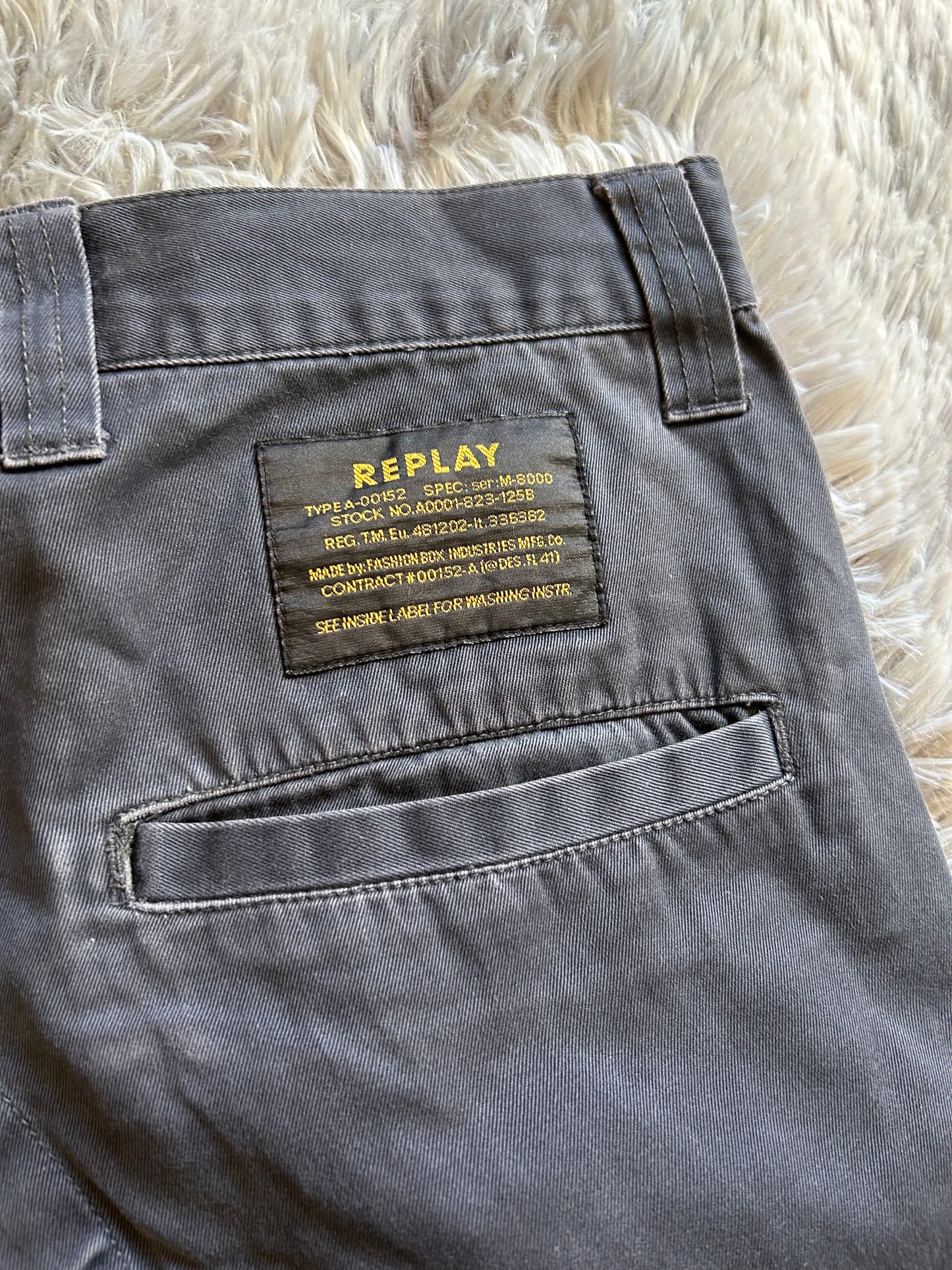 Replay Cargo Pants Uomo IT 48 (W34) Grigio Y2K Utility Wide Leg Tasche Lacci