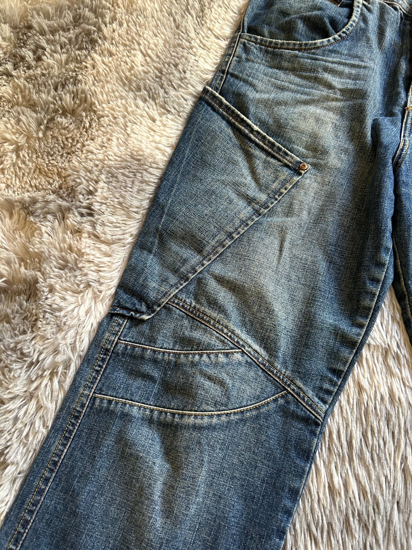 Cover Experience jeans donna W28 (IT 42) baggy fit dritto Y2K workwear vintage blu medio