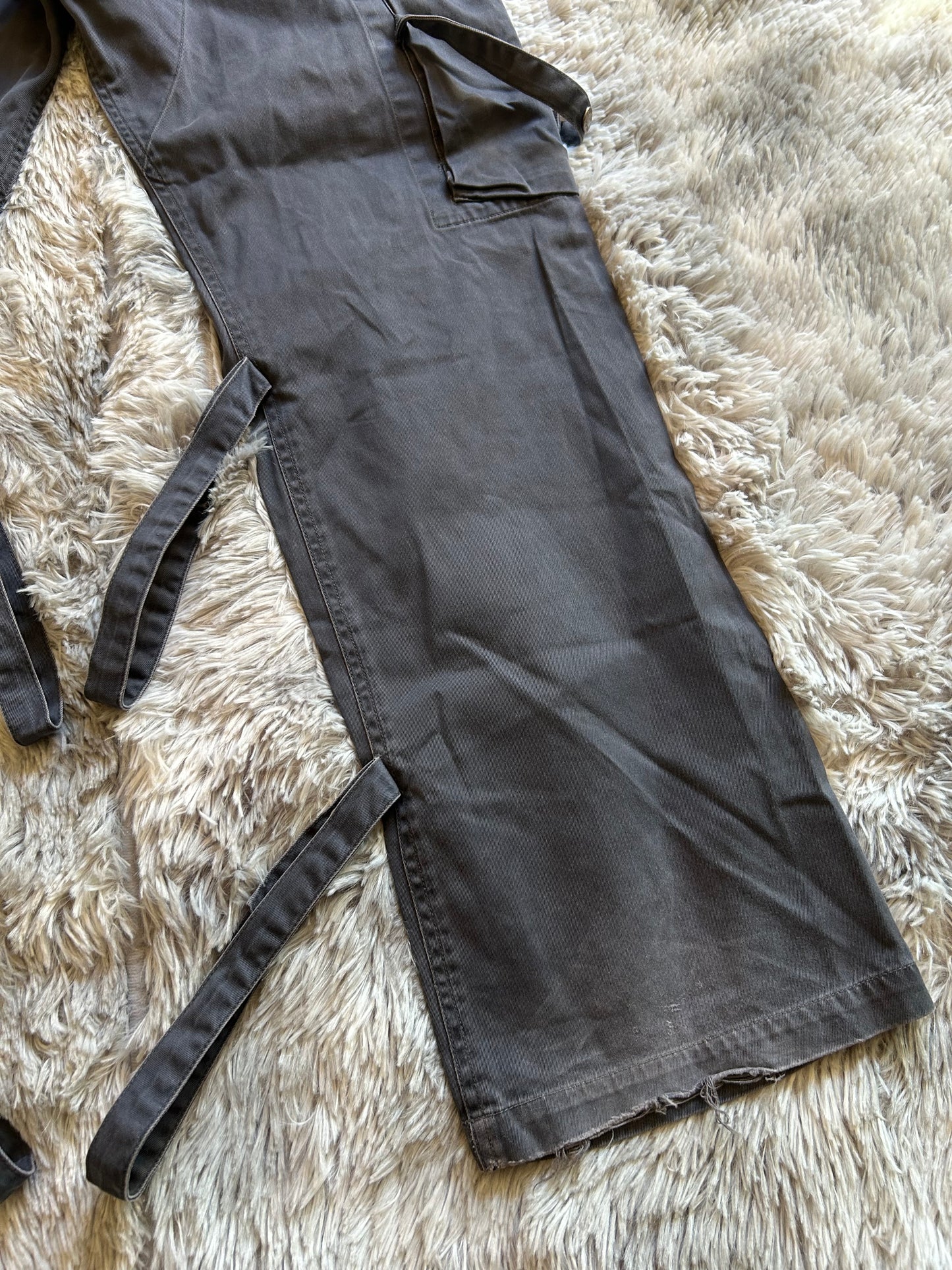 Replay Cargo Pants Uomo IT 48 (W34) Grigio Y2K Utility Wide Leg Tasche Lacci