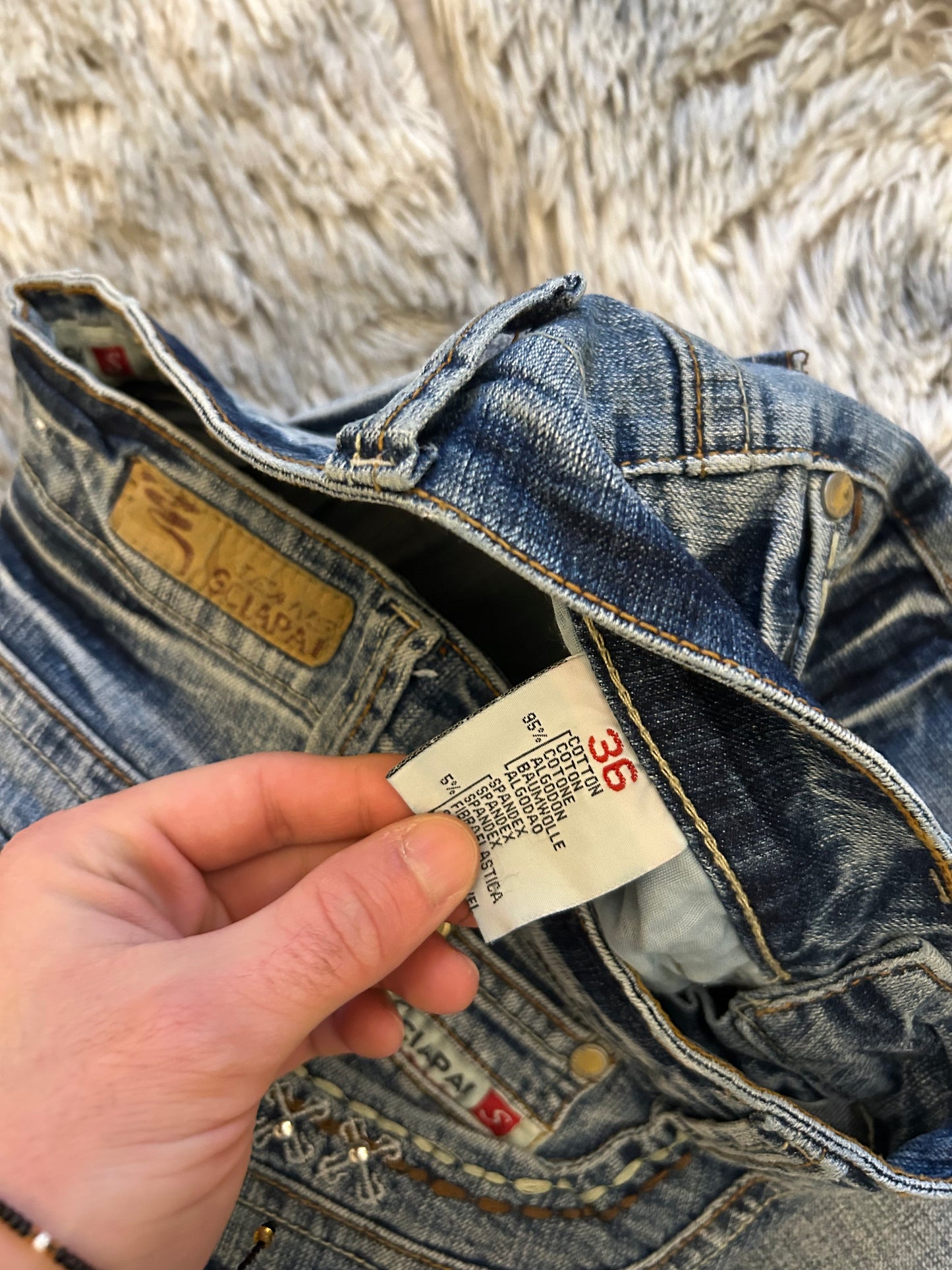 Sciapai Jeans Donna Y2K Vita Bassa Ricamato Bootcut Blu Medio (IT 36)