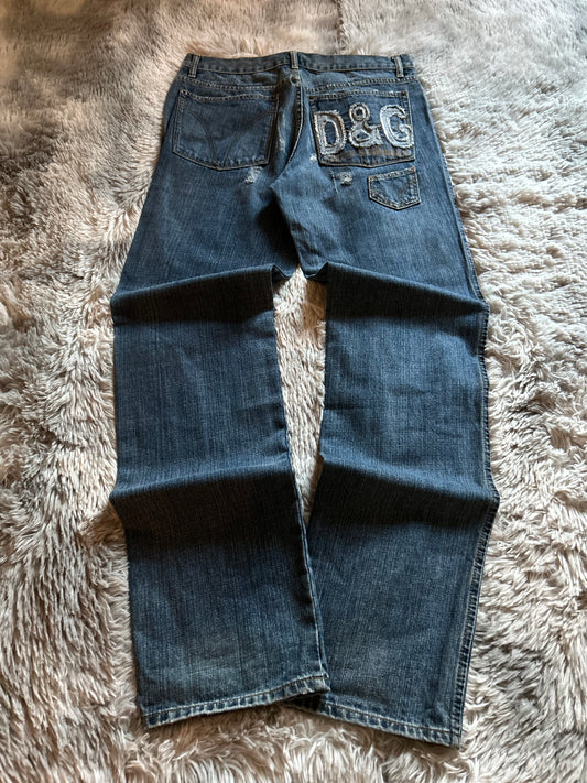 D&G Dolce & Gabbana jeans uomo W35 (IT 49) baggy fit dritto Y2K vintage ricamato Made in Italy