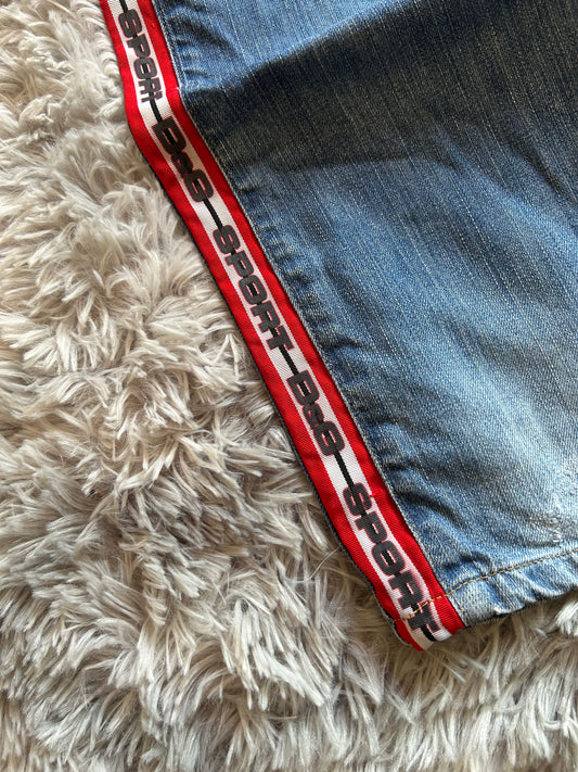 D&G Dolce & Gabbana Sport Jeans Uomo W33 (IT 47) Straight Fit Y2K con Banda Laterale Logo Rosso