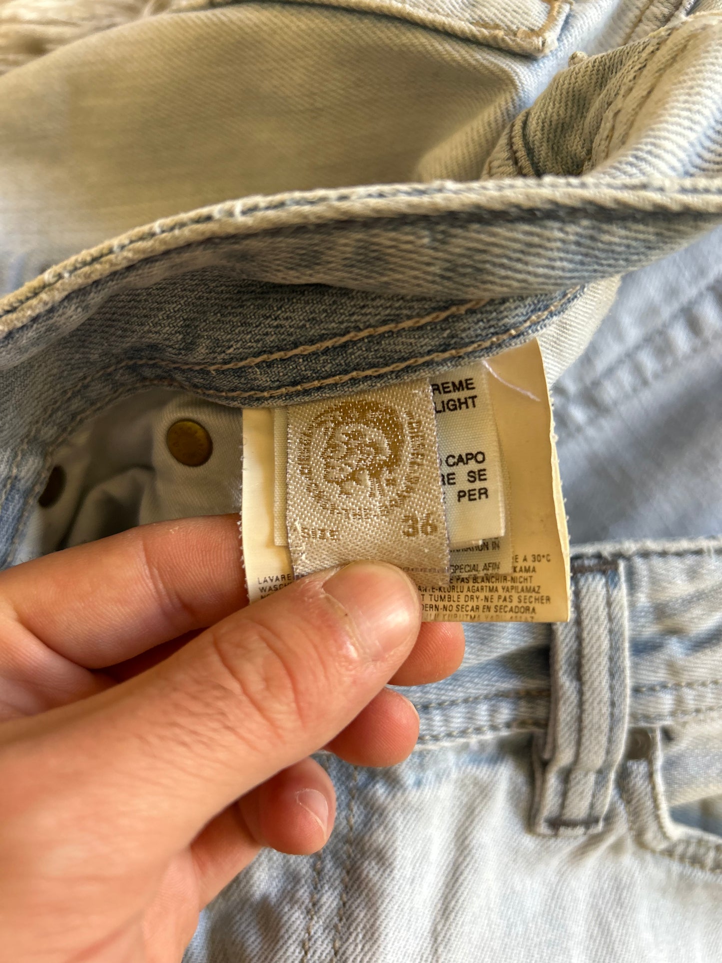 Diesel jeans Viker Uomo Taglia IT 50(W36) Fit Wide Straight Gamba Larga Azzurro Chiaro Destroyed