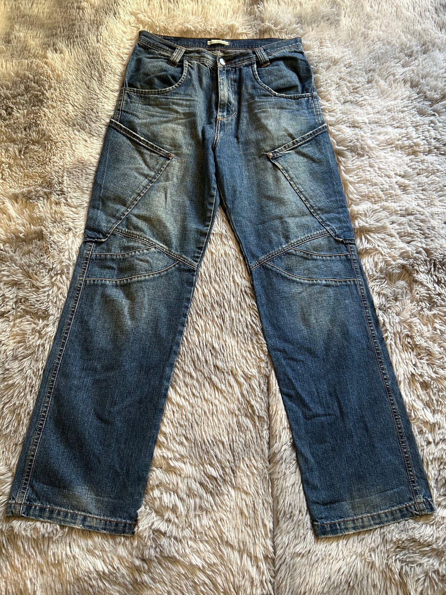 Cover Experience jeans donna W28 (IT 42) baggy fit dritto Y2K workwear vintage blu medio