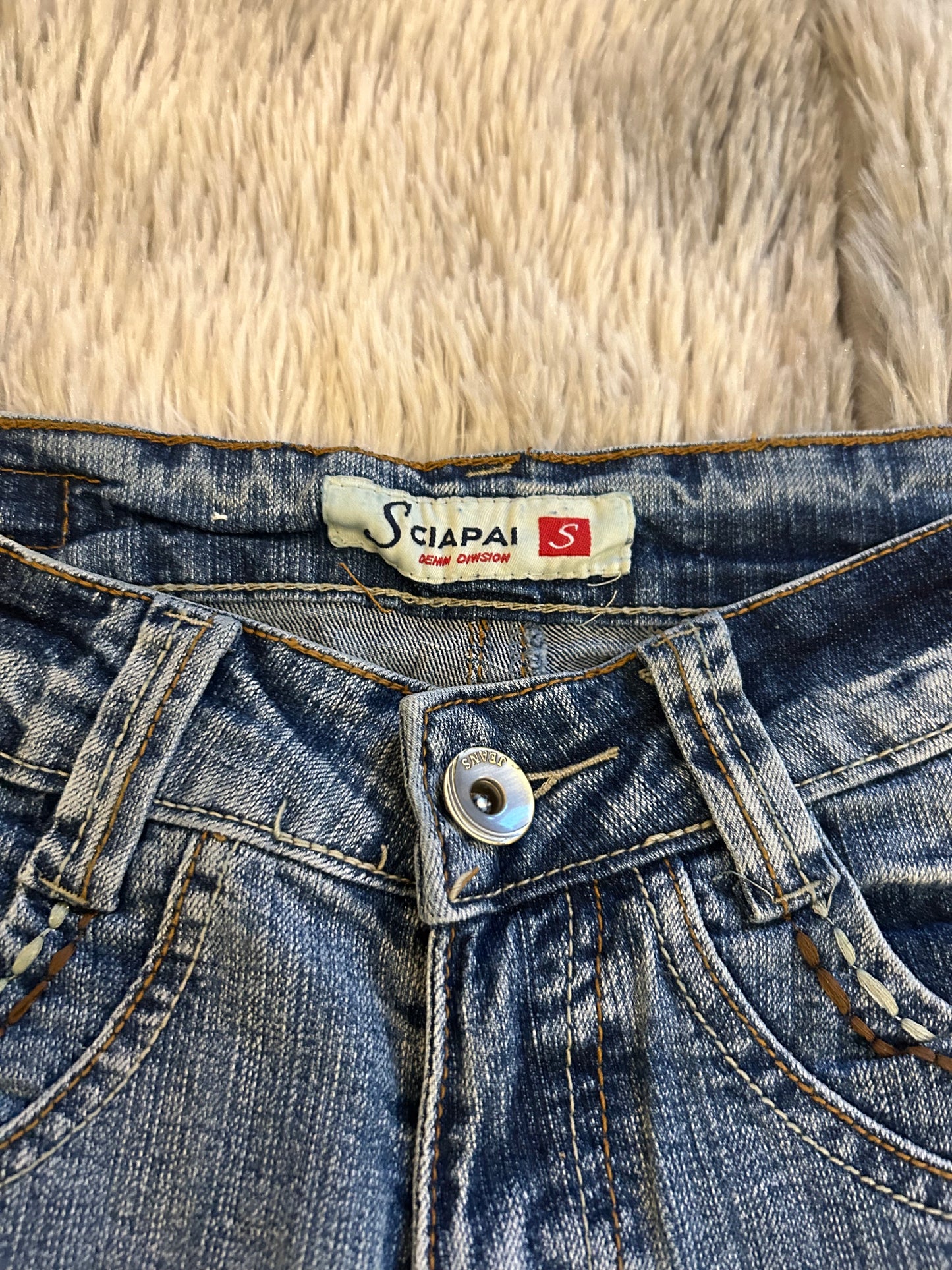 Sciapai Jeans Donna Y2K Vita Bassa Ricamato Bootcut Blu Medio (IT 36)