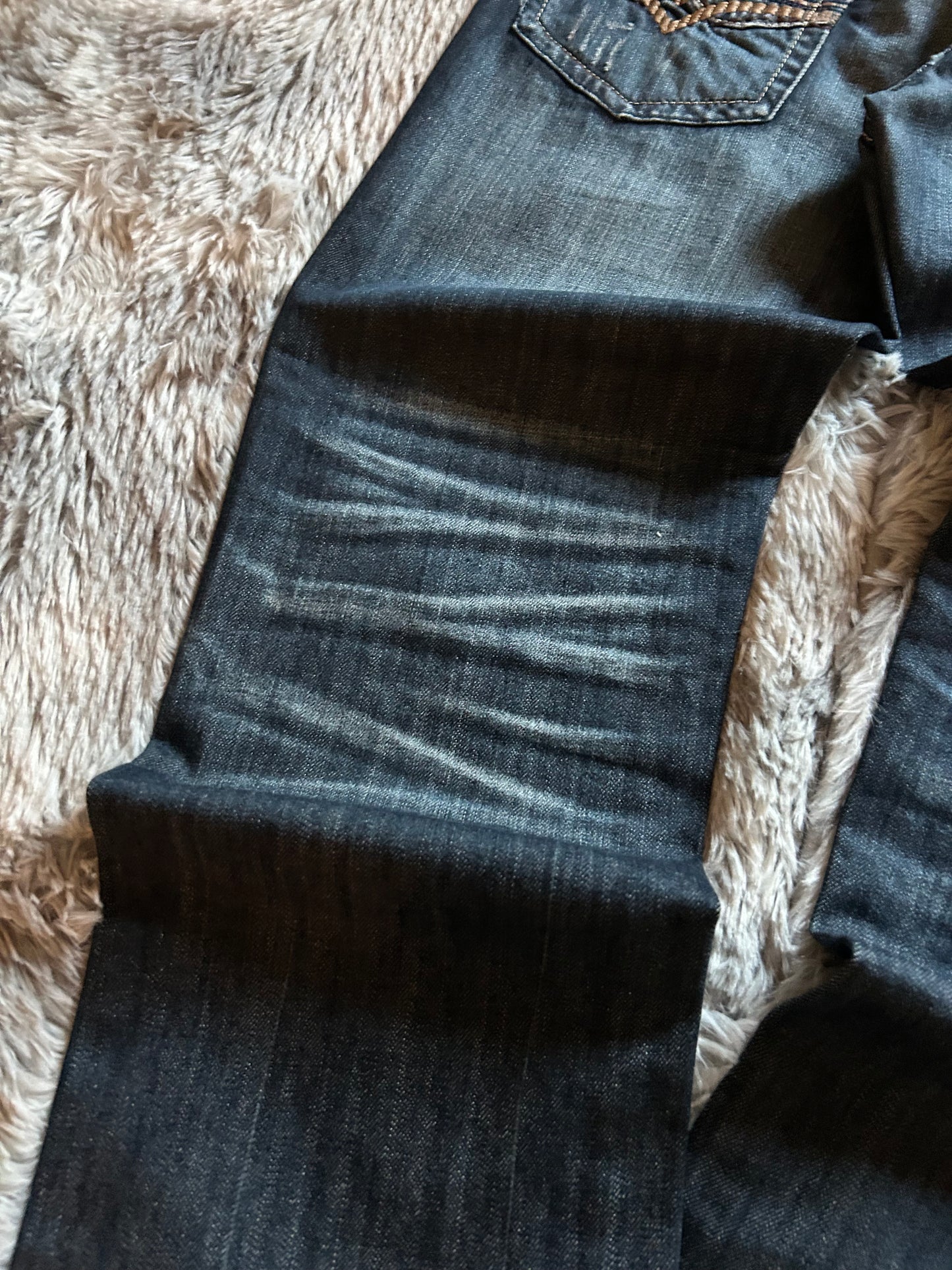 Liuce’sJeans uomo W31 (IT 46) baggy fit dritto Y2K vintage blu scuro ricamato