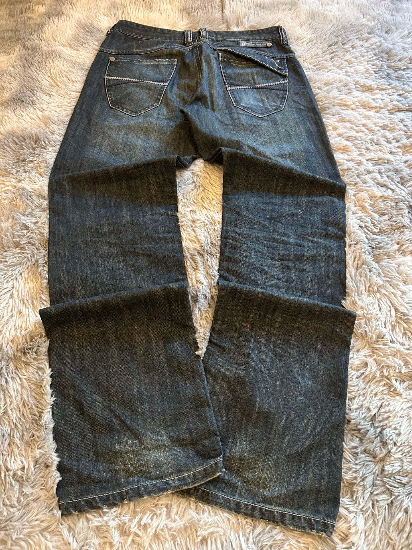 Timezone Jeans Uomo IT 46 (W32) Blu Scuro Baggy Fit Wide Leg Y2K Vintage