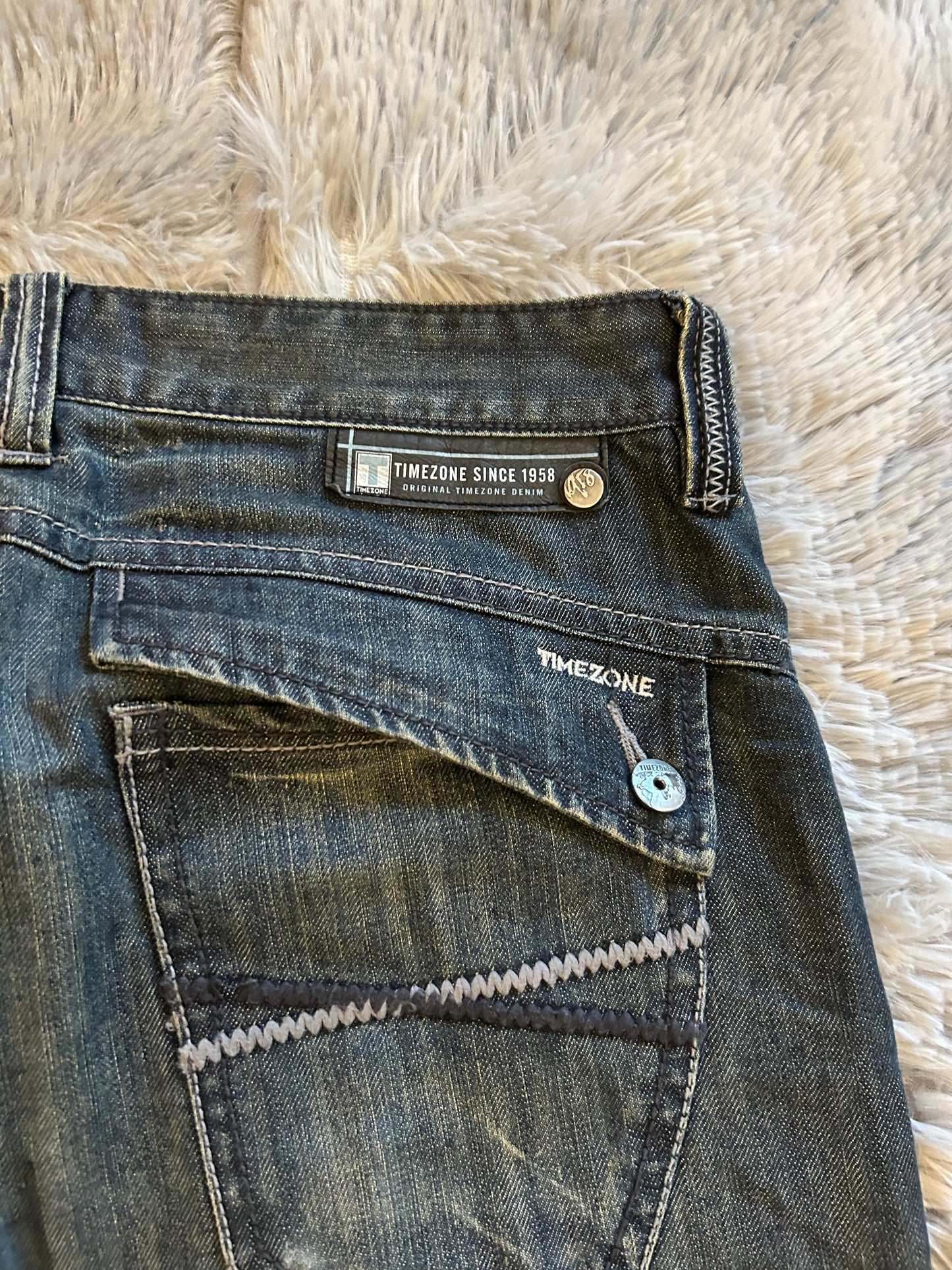 Timezone Jeans Uomo IT 46 (W32) Blu Scuro Baggy Fit Wide Leg Y2K Vintage