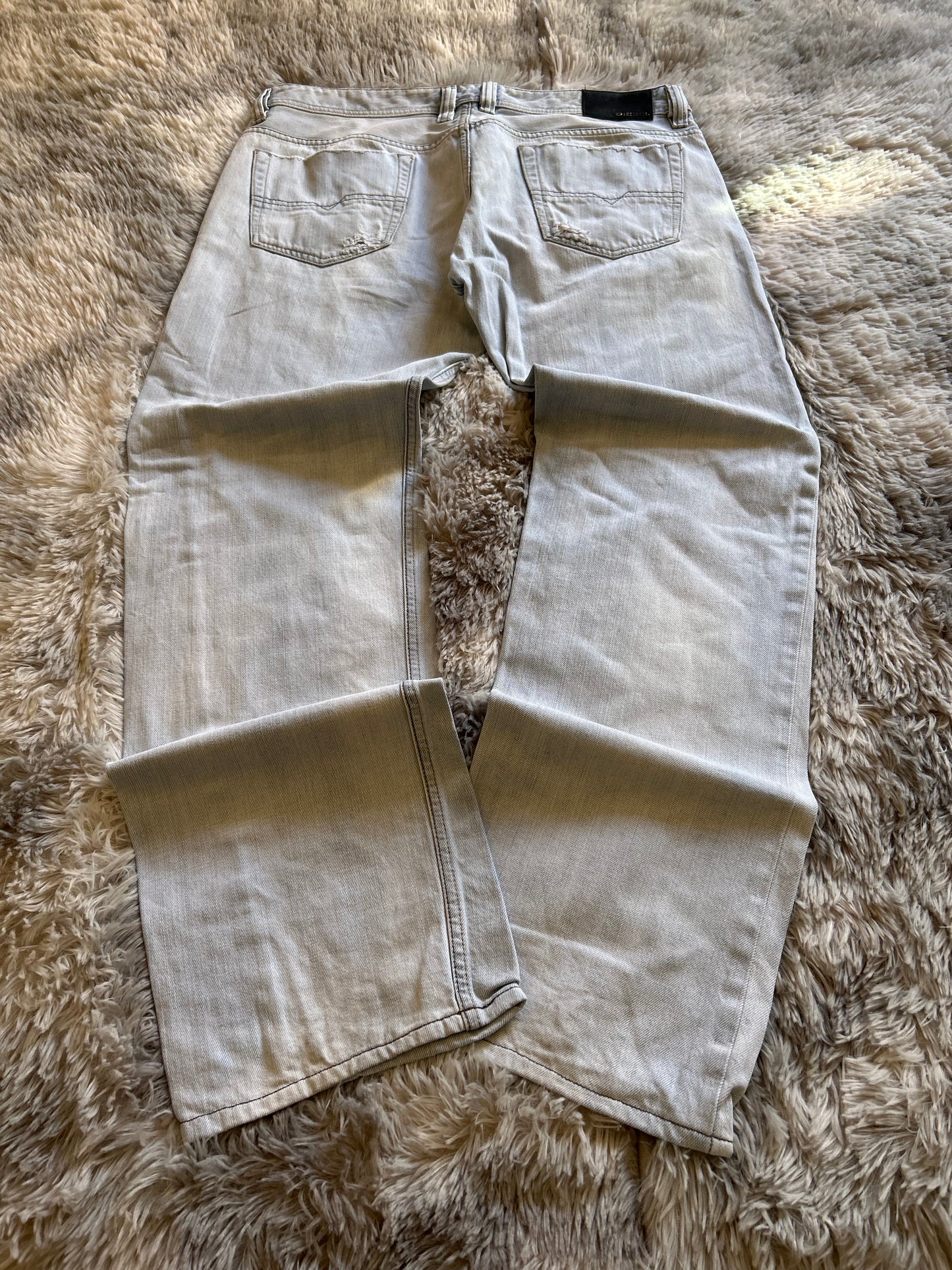 Diesel jeans Viker Uomo Taglia IT 50(W36) Fit Wide Straight Gamba Larga Azzurro Chiaro Destroyed