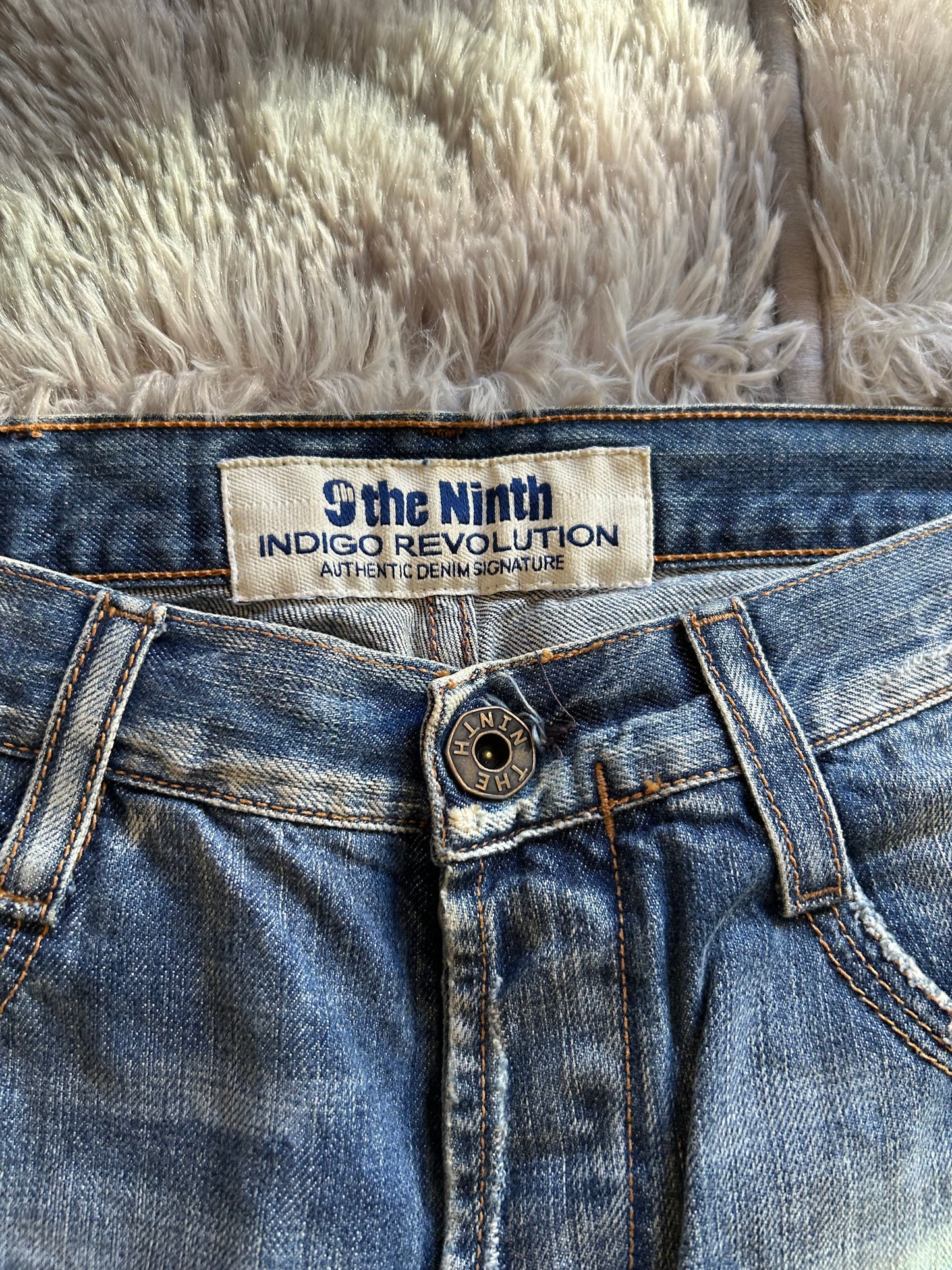 Jeans uomo THE Ninth taglia 48(W34) blu vintage ricamato teschio serpente baggy Y2K