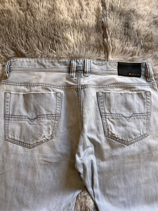 Diesel jeans Viker Uomo Taglia IT 50(W36) Fit Wide Straight Gamba Larga Azzurro Chiaro Destroyed