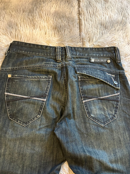 Timezone Jeans Uomo IT 46 (W32) Blu Scuro Baggy Fit Wide Leg Y2K Vintage