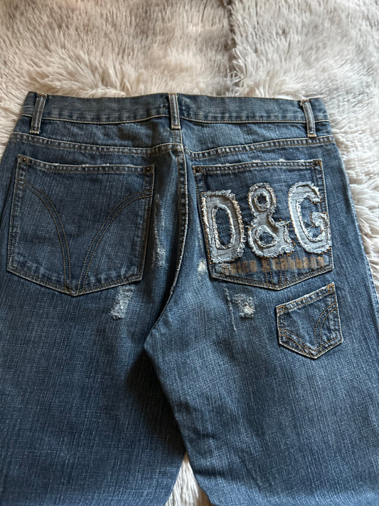 D&G Dolce & Gabbana jeans uomo W35 (IT 49) baggy fit dritto Y2K vintage ricamato Made in Italy