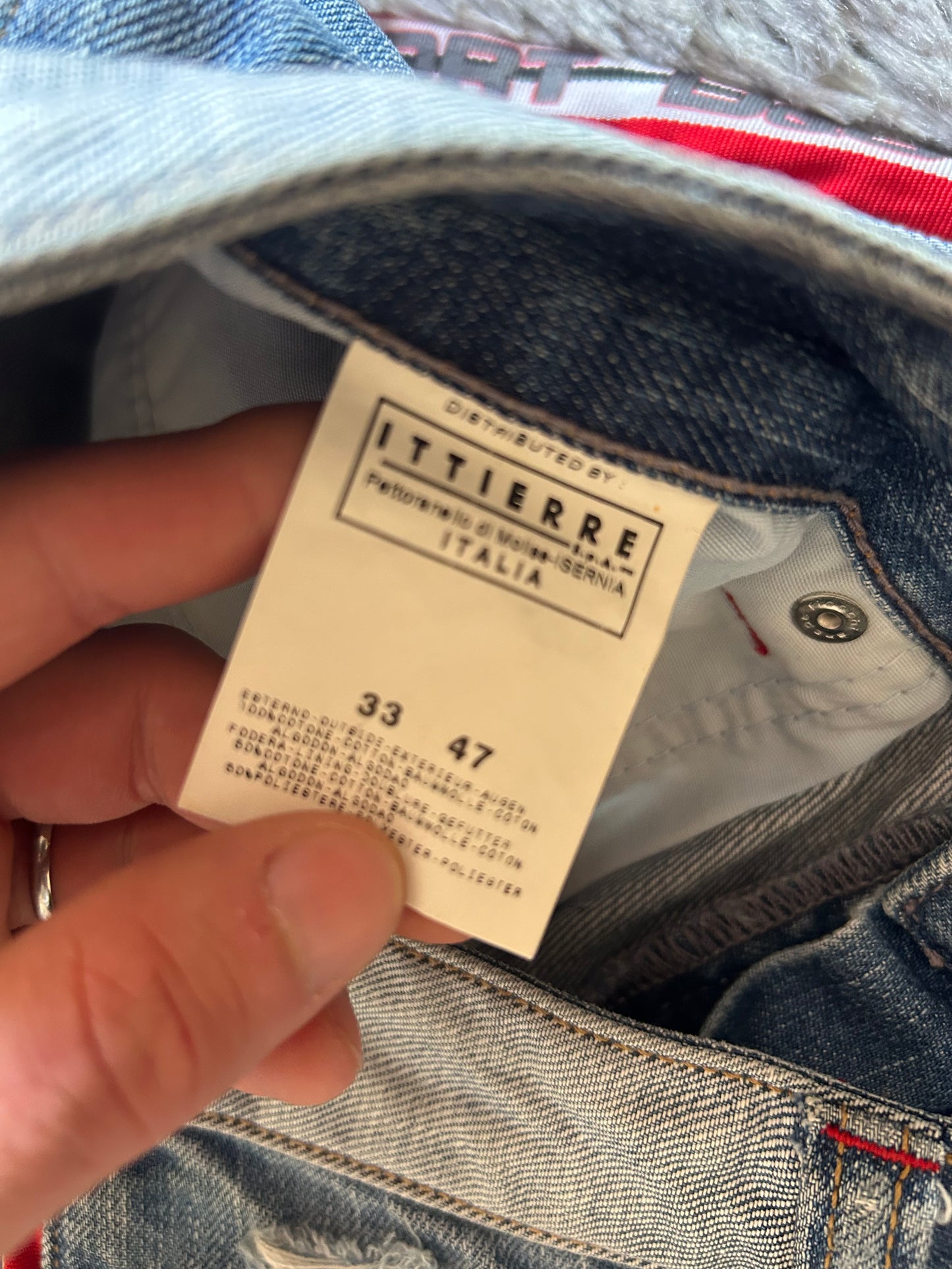 D&G Dolce & Gabbana Sport Jeans Uomo W33 (IT 47) Straight Fit Y2K con Banda Laterale Logo Rosso