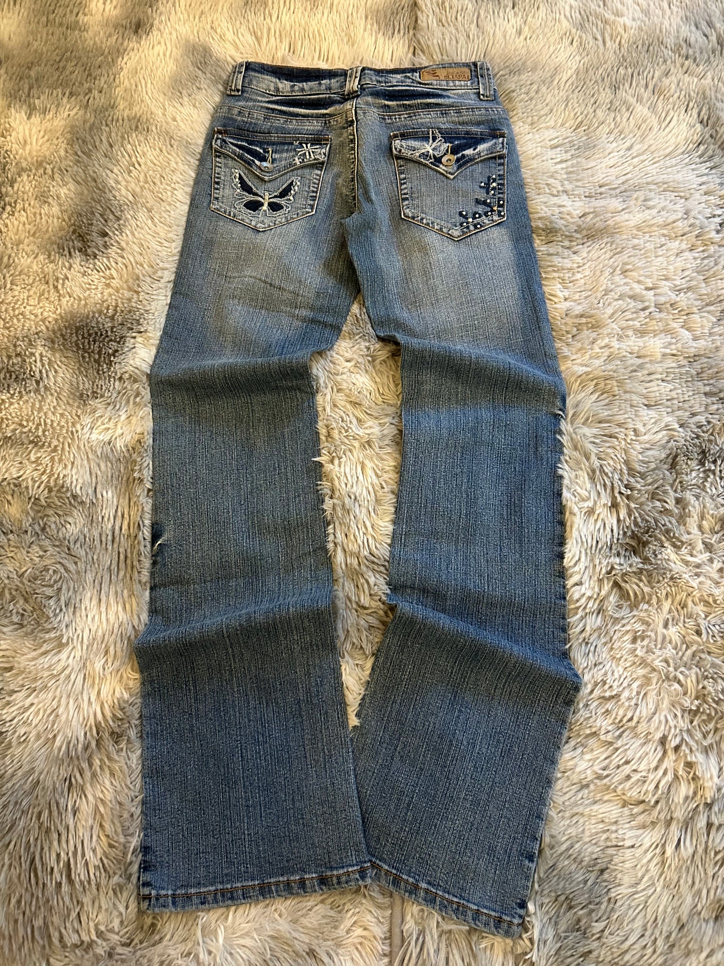 Sciapai Jeans Donna Y2K Vita Bassa Ricamato Bootcut Blu Medio (IT 36)